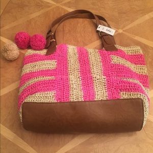 Sonoma Striped Straw Handbag